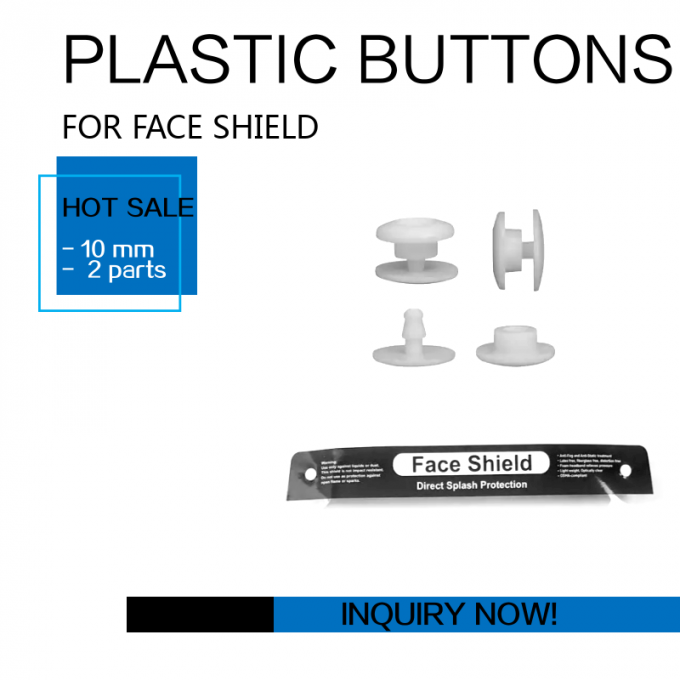 Gesichts-Schild-Masken-weißer Plastikverschluss-Knopf 10mm 2 Teile Bescheinigung CER FDA