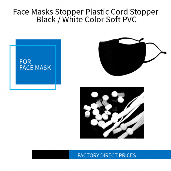 Gesichtsmasken stöpseln Plastikschnur-Stopper-Schwarz-/weißefarbeweiches PVC zu